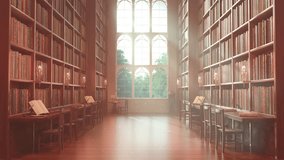 magical library with morning sun, beautiful fantasy background of a magical library, loop, seamless - Powered by Shutterstock - Get 15% off with code: PIKWIZARD15