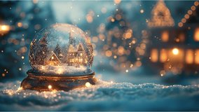 Animated christmas snow globe with a tree and house inside - Powered by Shutterstock - Get 15% off with code: PIKWIZARD15