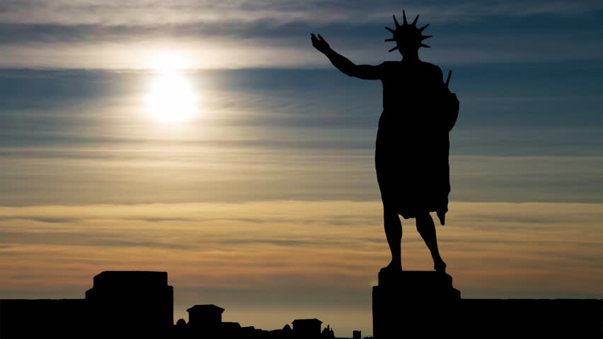 Colossus of Rhodes, Time Lapse at Sunset with Colorful Clouds