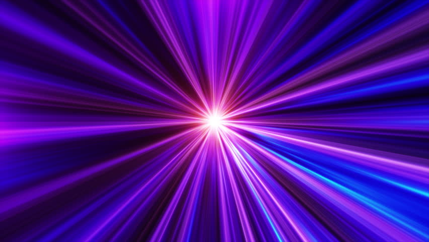 Abstract bright futuristic technology background of vibrant speed lines in the space. Future technology, sciecne, virtual reality and outer space exploration. Neon glowing rays of hyperspace jump. 4k