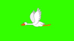 Stork flying, flap animation. Cartoon white duck, bird fly, wing. 2D animal character wingbeat loop video. Green screen transparent footage
 - Powered by Shutterstock - Get 15% off with code: PIKWIZARD15