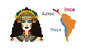 Portrait of a aztec woman warrior, Fashion design art Aztec Maya Inca female face, Ancient Aztec, Inca, Maya, Pre classic Maya Hairstyles, Makeup of ancient people in South America, abstract geometric - Powered by Shutterstock - Get 15% off with code: PIKWIZARD15