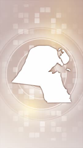 Mobile Vertical Resolution 2160x3840 Pixels, Kuwait Animated Map on Minimal Background, 
Useful for Politics, Elections, Travel, News and Sports Events