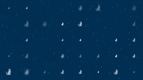 Template animation of evenly spaced cat icons of different sizes and opacity. Animation of transparency and size. Seamless looped 4k animation on dark blue background with stars - Powered by Shutterstock - Get 15% off with code: PIKWIZARD15
