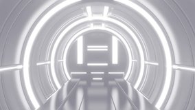 Opening gate or door in white futuristic tunnel spaceship or science laboratory corridor . Sci-fi concept design in realistic 3d style. Digital animation with alpha matte channel. - Powered by Shutterstock - Get 15% off with code: PIKWIZARD15