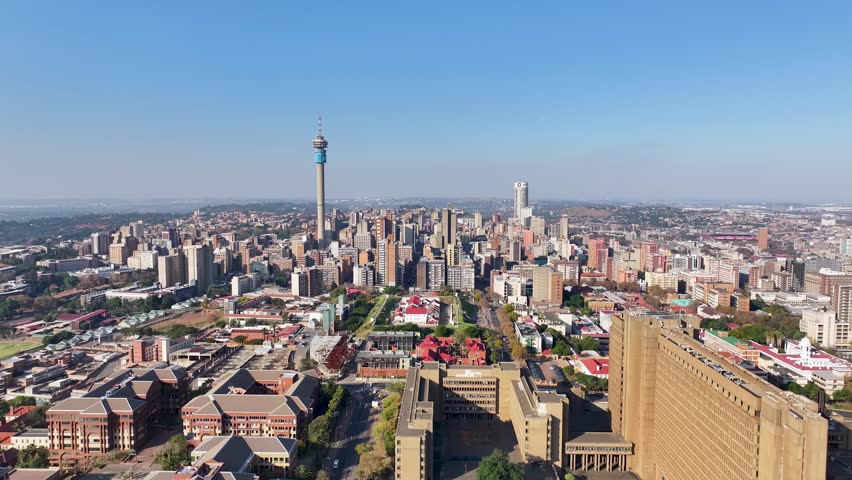 Johannesburg Skyline At Johannesburg In Gauteng South Africa. High Rise Buildings Landscape. Megacity Background. Johannesburg At Gauteng South Africa. Downtown City. Urban Outdoor.