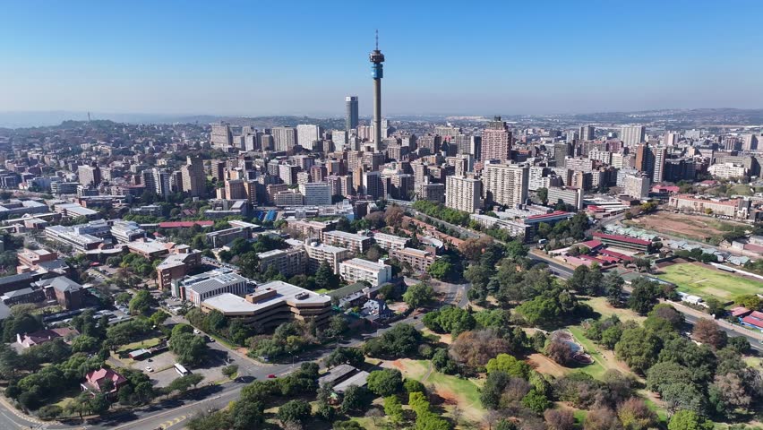 Johannesburg Skyline At Johannesburg In Gauteng South Africa. Downtown Cityscape. Business District Background. Johannesburg At Gauteng South Africa. High Rise Buildings. City Landmark  Johannesburg.