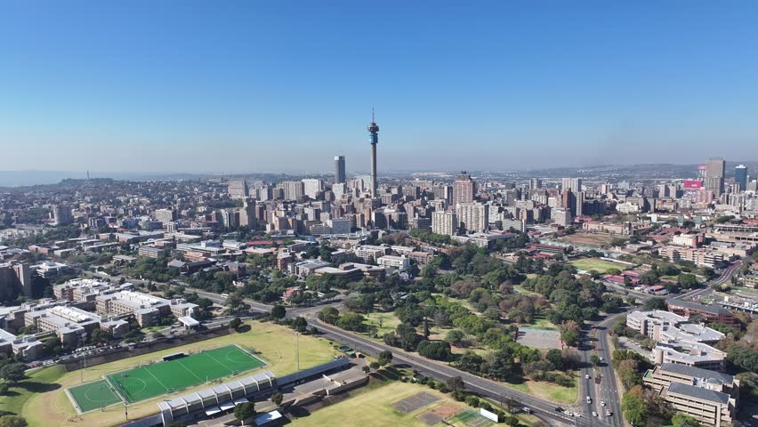 Johannesburg Skyline At Johannesburg In Gauteng South Africa. High Rise Buildings Landscape. Megacity Background. Johannesburg At Gauteng South Africa. Downtown City. Urban Outdoor Johannesburg City.