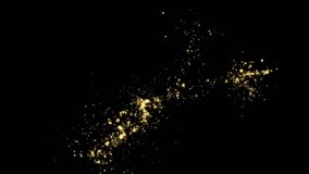Gold Particles Moving Background. fast energy flying wave line with flash lights. Particle from below. Particle gold dust flickering on black background. Abstract Footage background for text. - Powered by Shutterstock - Get 15% off with code: PIKWIZARD15