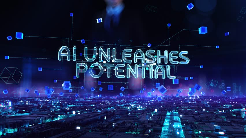 AI Unleashes Potential- businessman working with virtual reality at office.