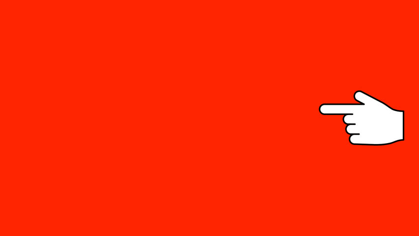 Animation of left pointing hand icon with transparent background Alpha channel. 4K resolution loop animation.	