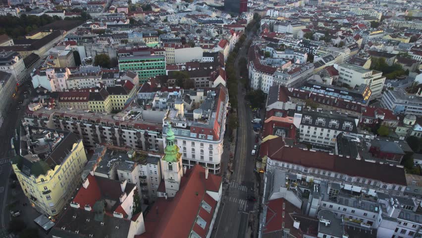 Stunning Aerial View of Historic City of Vienna, Austria. 4K Drone