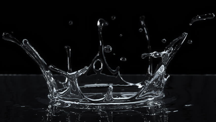 Beauty Slow motion Water Droplet splash crown on black background. 3D animation. - Powered by Shutterstock - Get 15% off with code: PIKWIZARD15