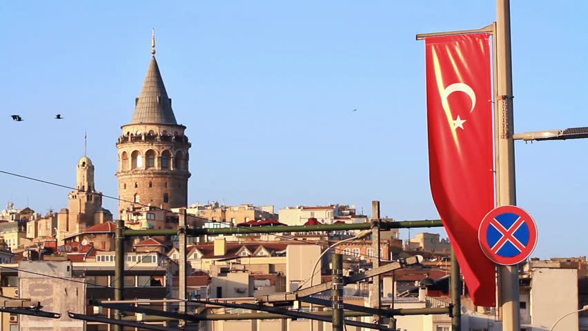 Galata, Beyoglu, Istanbul, Turkey. Galata Tower from the bridge
