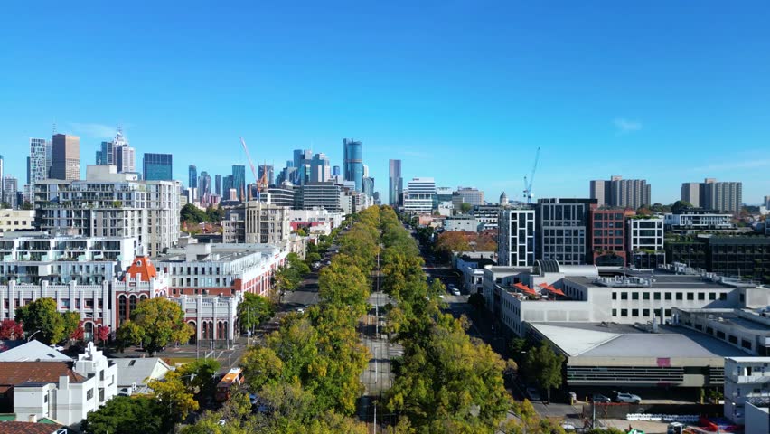 Established Aerial View of Melbourne Cityscape, Victoria, Australia