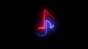 Neon music icon concept in neon circle. neon glowing single musical note icon abstract design on black background. - Powered by Shutterstock - Get 15% off with code: PIKWIZARD15