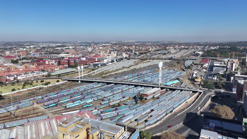 Johannesburg Skyline At Johannesburg In Gauteng South Africa. High Rise Buildings Landscape. Megacity Background. Johannesburg At Gauteng South Africa. Downtown City. Urban Outdoor.