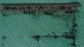 Drone video of World War I boat wrecks on the beach in Topraksirti, Seddulbahir village on the Gallipoli Peninsula