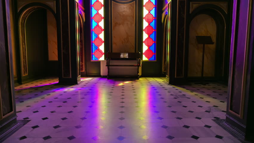 Interior view of the Saint Stephen Orthodox Church in Istanbul, Turkey. A lot of decoration, stained glass windows