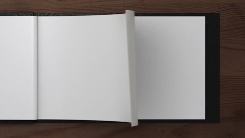 opening notepad with turning pages, 3d animation 