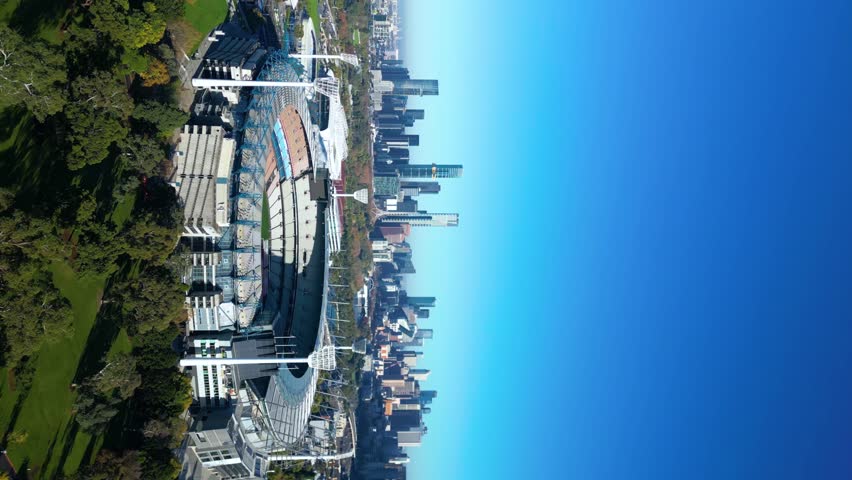 Established Aerial View of Yarra Park and Melbourne Cricket Sports Complex and Richmond Stadium