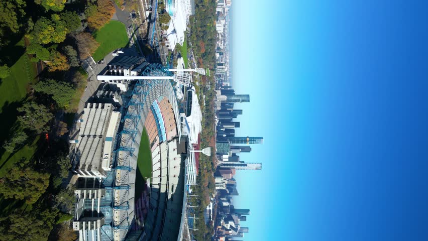 Established Aerial View of Yarra Park and Melbourne Cricket Sports Complex and Richmond Stadium