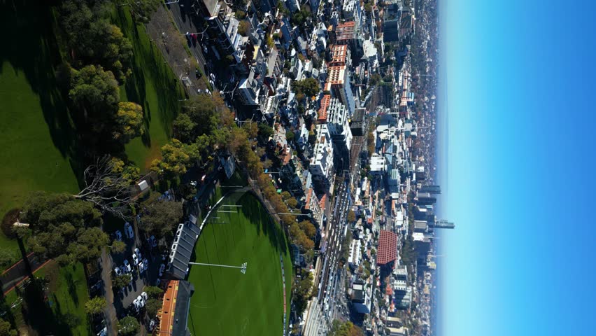 Established Aerial View of Yarra Park and Melbourne Cricket Sports Complex and Richmond Stadium