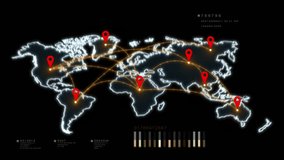 Global network map with connection points, World map showcasing interconnected locations with red markers, Technology global network and internet connection - Powered by Shutterstock - Get 15% off with code: PIKWIZARD15