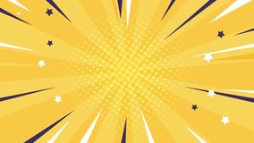 Comic background animation | expression balloon pop art style 4k video Animation | 4k animated radial rays and dots pattern | Motion graphics and digital composition | Vintage pop art background - Powered by Shutterstock - Get 15% off with code: PIKWIZARD15