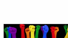 Rainbow Hands Lower Third On Alpha Loop for LGBT pride month on a seamless loop. Perfect for video content, presentation and campaign, LGBTQ pride celebration. - Powered by Shutterstock - Get 15% off with code: PIKWIZARD15