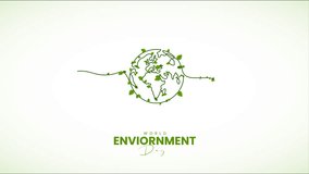 Environment Day, Concept green leaf effect with world map environment on flat animation  - Powered by Shutterstock - Get 15% off with code: PIKWIZARD15
