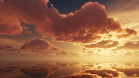 3d render video of slowly floating clouds above the calm sea water. Golden hour. Time lapse motion animation of changing cloudscape at sunset in 4K. Panoramic paradise nature scenery - Powered by Shutterstock - Get 15% off with code: PIKWIZARD15