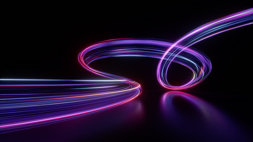 looping 3d animation. Abstract ultraviolet background of flowing neon lines moving endlessly in a curvy path