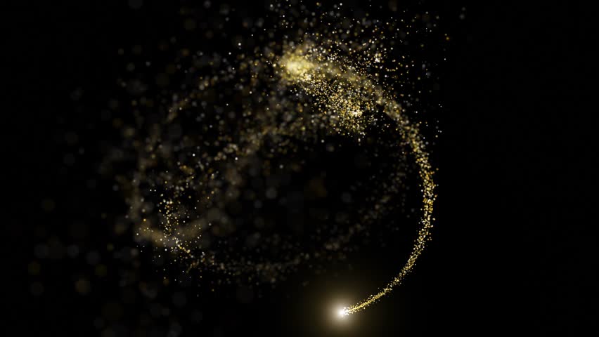 Isolated on black sparkles magic light streaks. Endless loop animation background.