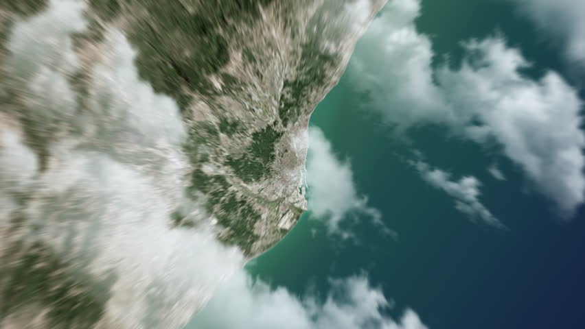 Zooming on Barcelona, Spain. Earth zoom in from outer space to city. The animation continues by zoom out through clouds and atmosphere into space. View of the Earth at night. Images from NASA. 4K