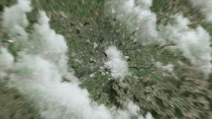 Zooming on Hamburg, Germany. Earth zoom in from outer space to city. The animation continues by zoom out through clouds and atmosphere into space. View of the Earth at night. Images from NASA. 4K