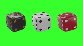 rolling dice isolate on green screen for casino or gambling concept 3d animation. - Powered by Shutterstock - Get 15% off with code: PIKWIZARD15