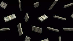 3D animation of a bundle of hundred-dollar stack falling in a loop on black background 3d render 4k footage - Powered by Shutterstock - Get 15% off with code: PIKWIZARD15