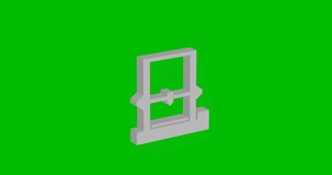 Animation of rotation of a white 3D printer symbol with shadow. Simple and complex rotation. Seamless looped 4k animation on green chroma key background