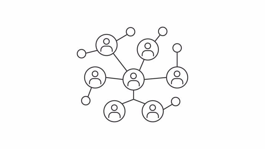 Social network line animation. Animated interconnected nodes icon. Community building. Group interaction. Black illustration on white background. HD video with alpha channel. Motion graphic - Powered by Shutterstock - Get 15% off with code: PIKWIZARD15