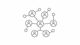 Social network line animation. Animated interconnected nodes icon. Community building. Group interaction. Black illustration on white background. HD video with alpha channel. Motion graphic - Powered by Shutterstock - Get 15% off with code: PIKWIZARD15