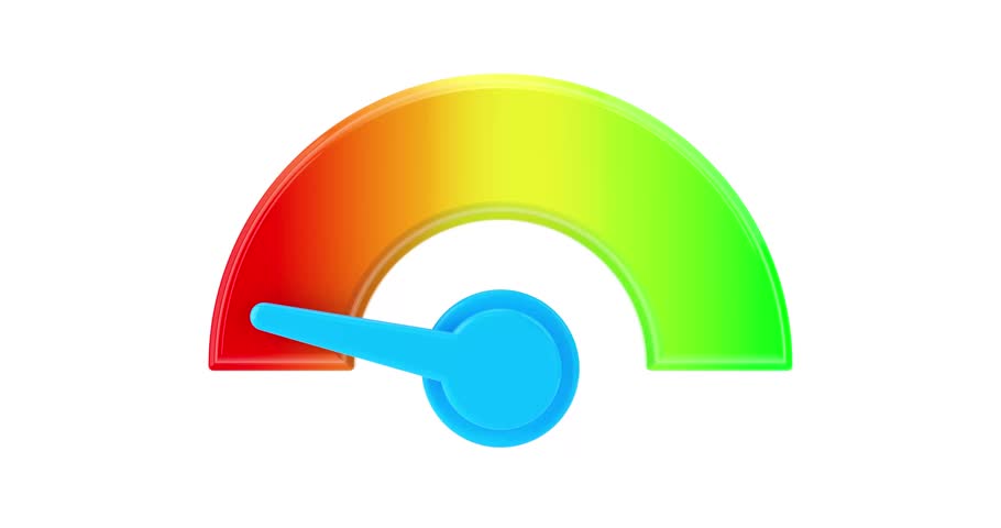 4k Resolution Video: Energy or Fuel Level Meter Dial Gage Icon Shown Minimum and Maximum Value on a White Background with Alpha Mate