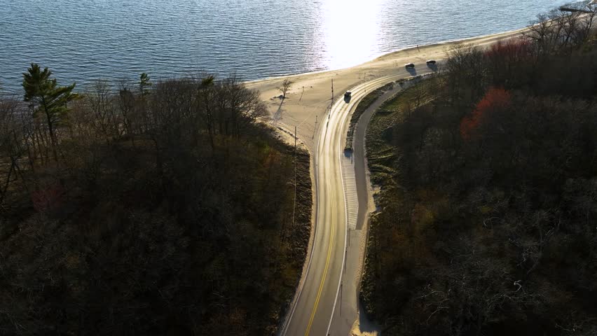 A view of beach street along the lakeshore during Golden Hour.
