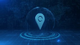 Rotating Futuristic 3D Location Icon over Digital Globe and World Map - Powered by Shutterstock - Get 15% off with code: PIKWIZARD15