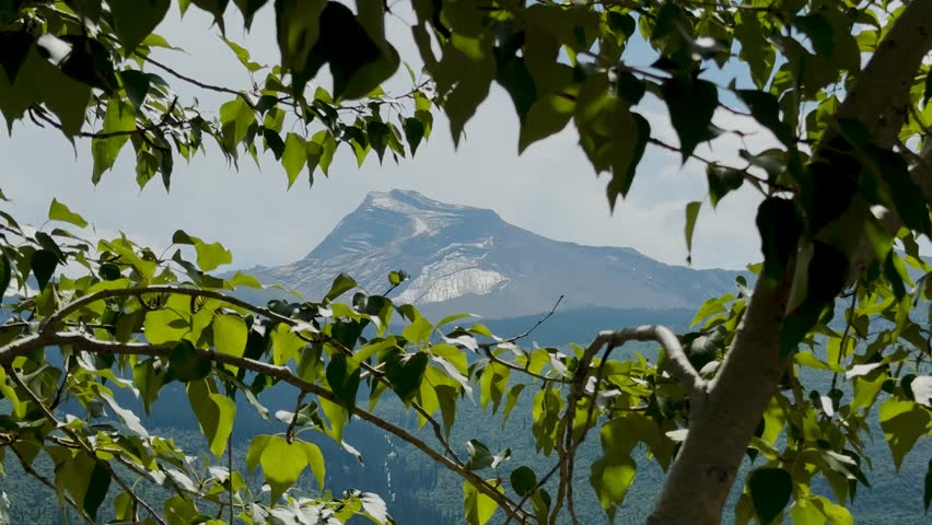Glacier National Park in Montana on the border with Canada. Crossing Going to the Sun Road. Green valleys, spectacular mountain peaks, mountain goats. Glacial lakes.