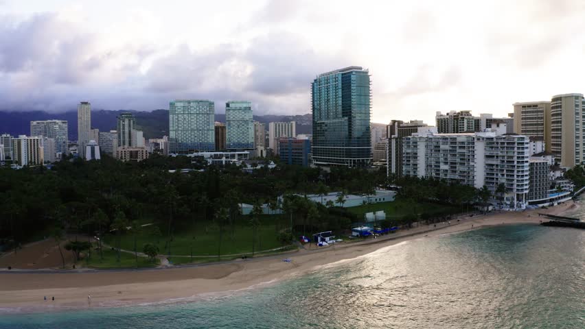 Drone shot of Honolulu