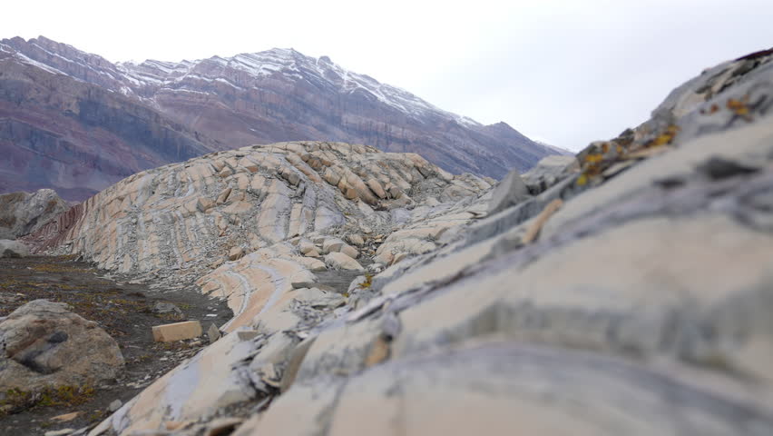 Landscape of Greenland in Spring Season, Limestone Hills and Snow Capped Peaks