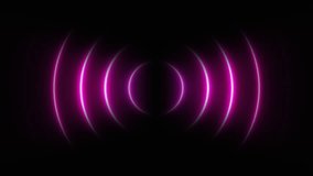 Abstract neon background of glowing sound waves visualization on black. Futuristic music waves or neon radar searching animation. Bright neon laser rays forming circles. Modern neon lights motion. 4k. - Powered by Shutterstock - Get 15% off with code: PIKWIZARD15