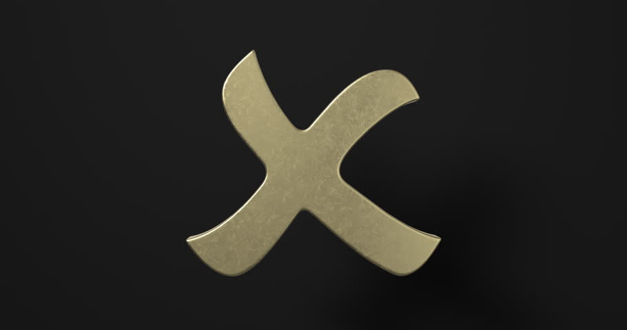 Rotating gold cancel symbol on a black background.
