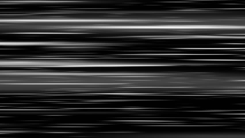 White speed lines on a black background. Horizontal fast movement concept. Animated video for overlay.